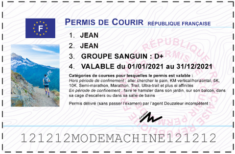 Votre permis de courir personnalisé