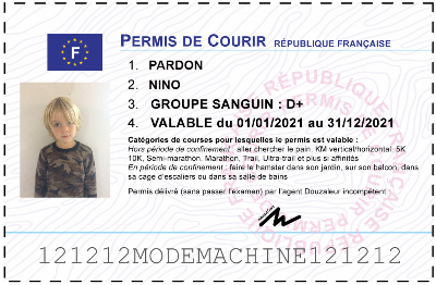 Votre permis de courir personnalisé