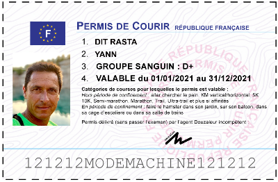 Votre permis de courir personnalisé