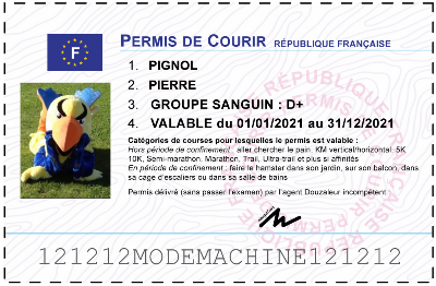 Votre permis de courir personnalisé