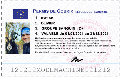 Votre permis de courir personnalisé