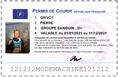 Votre permis de courir personnalisé
