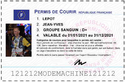 Votre permis de courir personnalisé