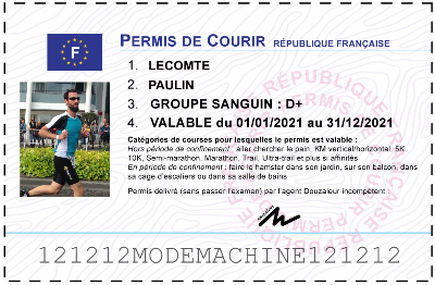 Votre permis de courir personnalisé