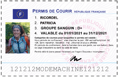 Votre permis de courir personnalisé