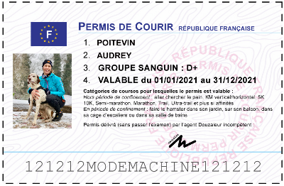Votre permis de courir personnalisé