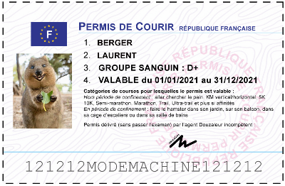 Votre permis de courir personnalisé