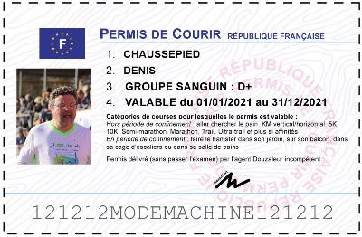Votre permis de courir personnalisé