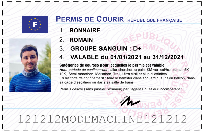 Votre permis de courir personnalisé