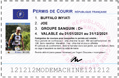 Votre permis de courir personnalisé