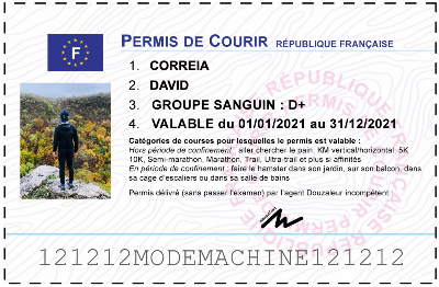 Votre permis de courir personnalisé