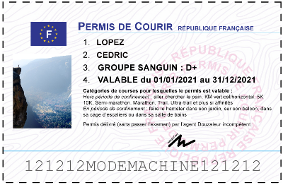 Votre permis de courir personnalisé