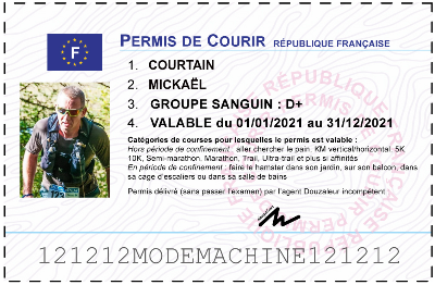 Votre permis de courir personnalisé