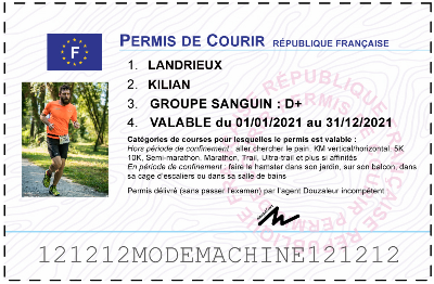 Votre permis de courir personnalisé