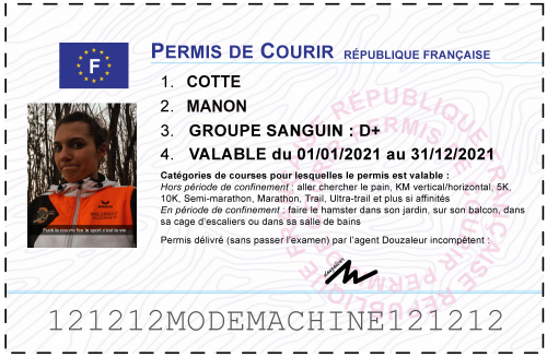 Votre permis de courir personnalisé